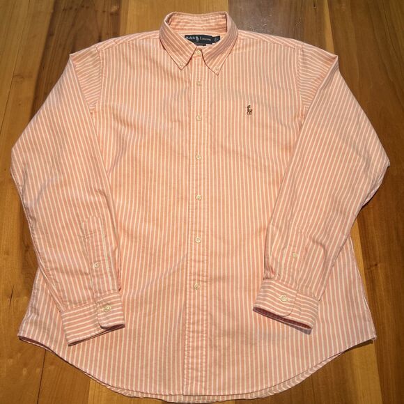 Ralph Lauren Custom Fit Button Down Shirt. Large. Long Sleeve. Stripes. Logo - Picture 1 of 11